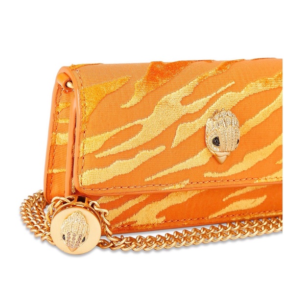 KURT GEIGER Gold-Tone Leopard Velvet Crossbody Bag - NWT- Sliding chain - Picture 2 of 3